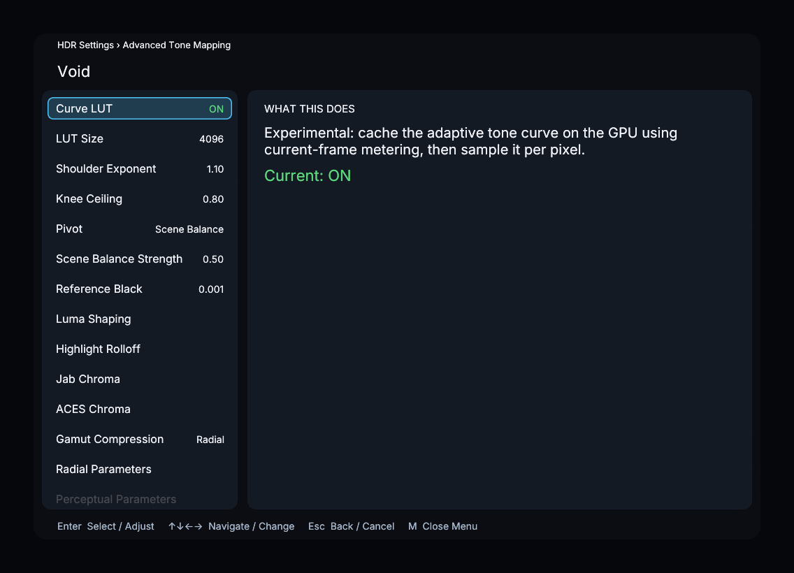 Void curve controls at their defaults