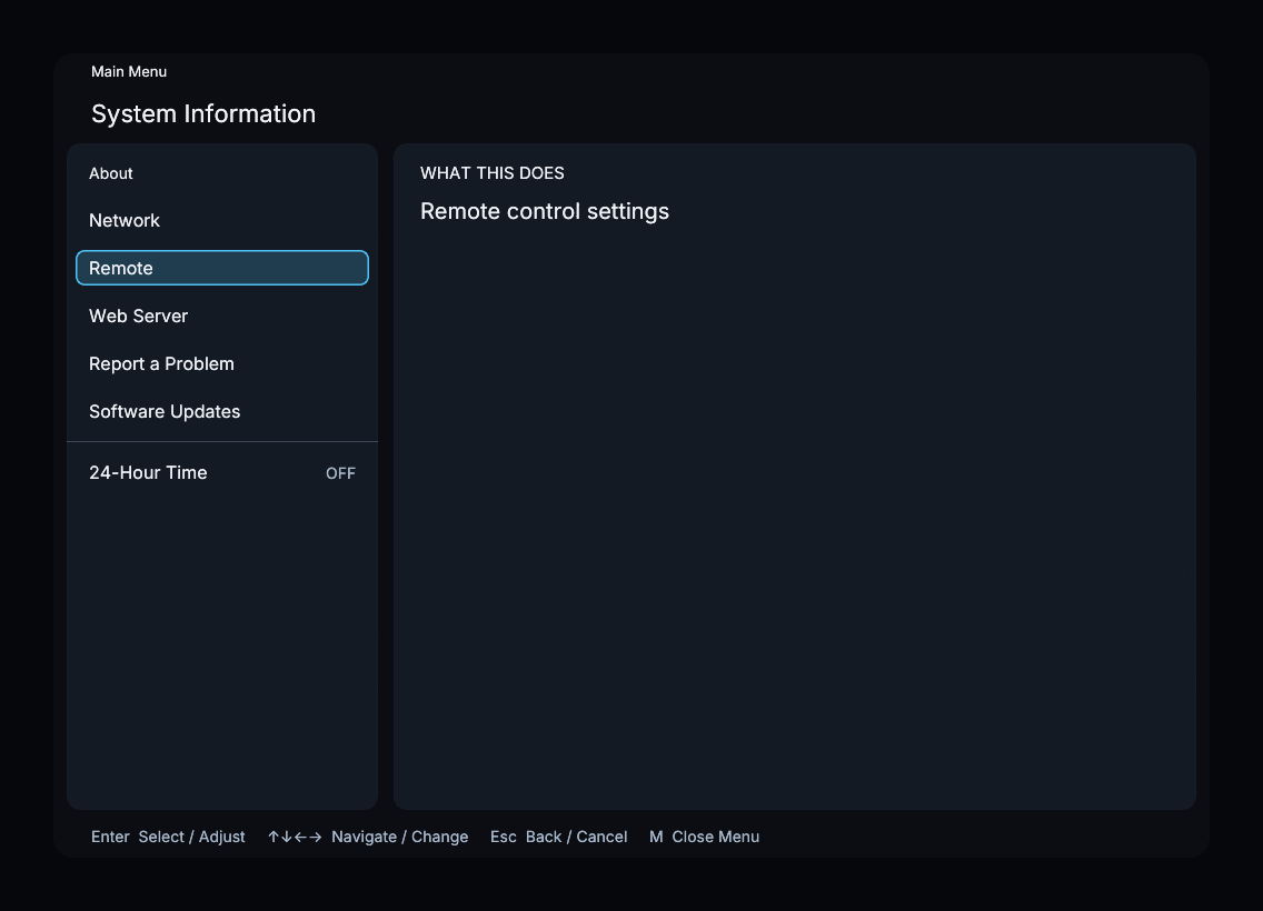 System Information with Remote selected