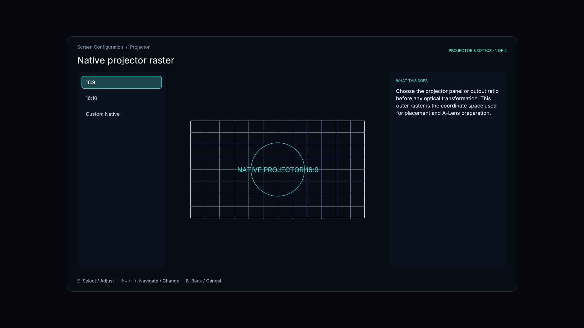 Choose the projector's native raster