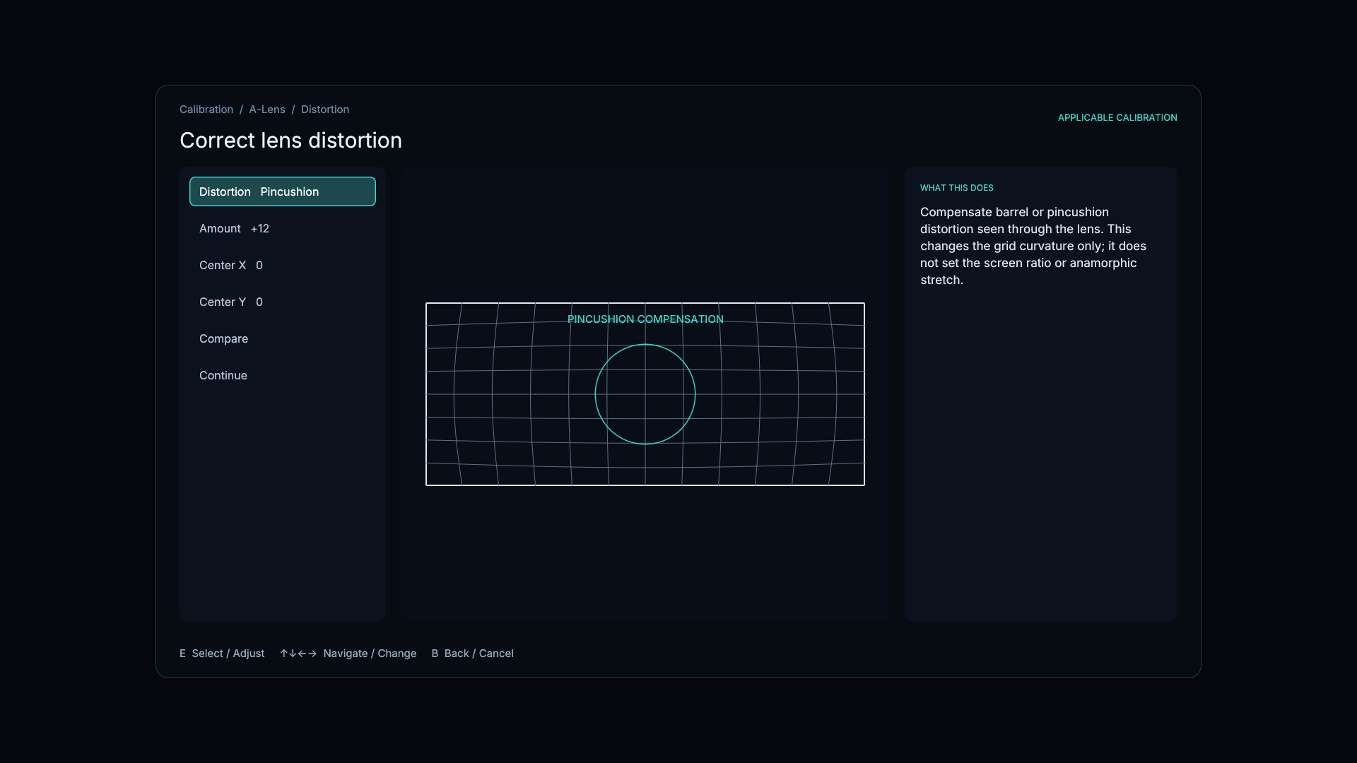 Correct anamorphic-lens distortion using the prepared grid