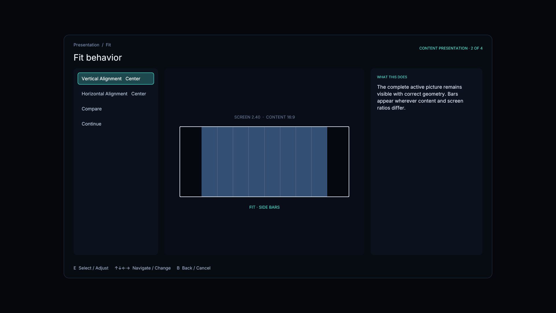 Fit behavior showing the complete picture inside the screen