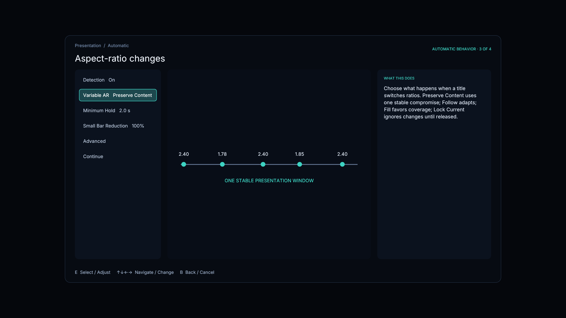 Variable-aspect-ratio timeline and response controls