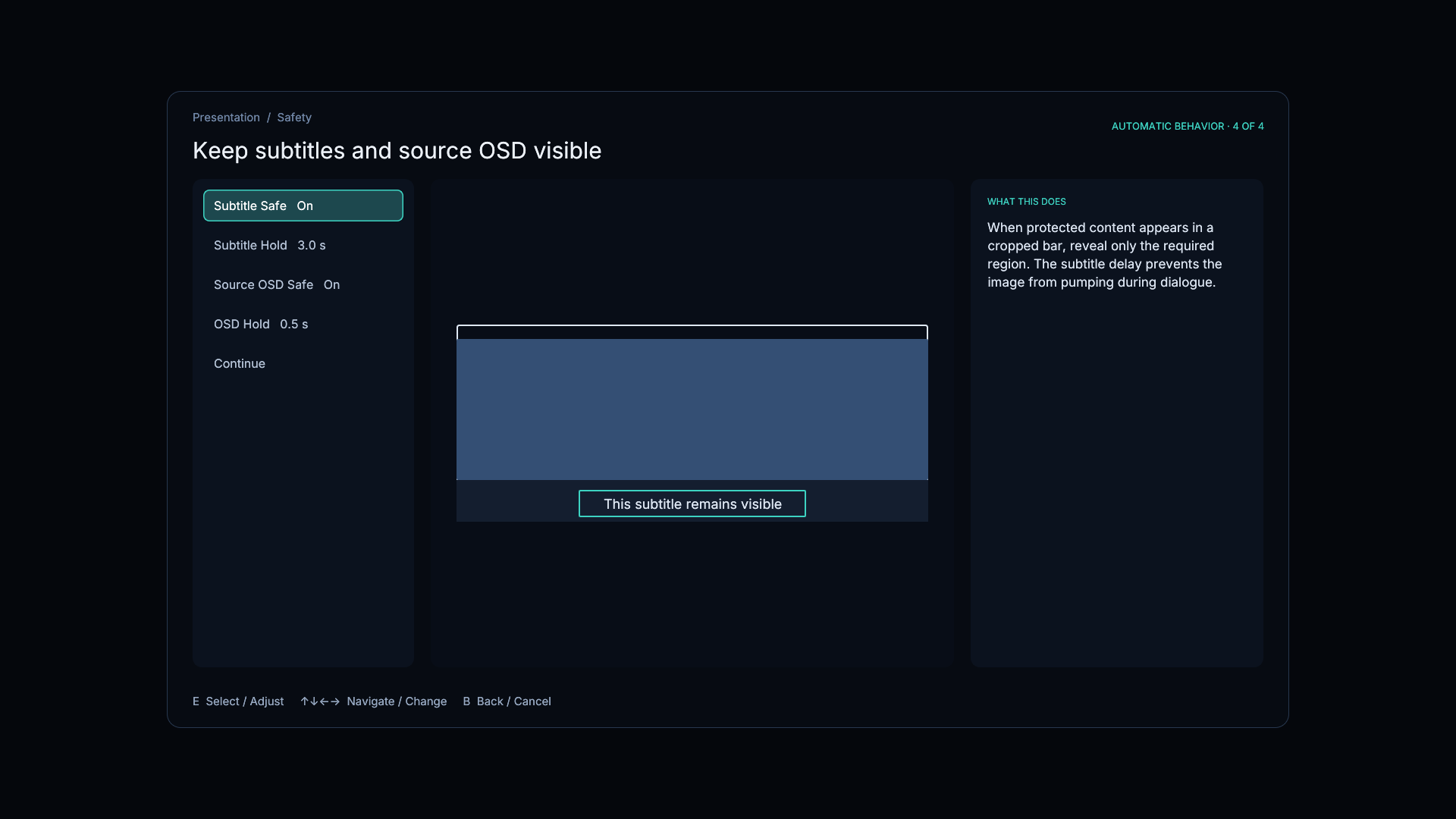 Subtitle and source OSD protection restoring the required image area