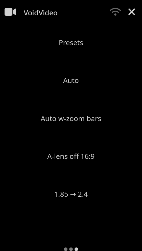 Example screen presets on the remote